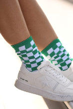 Load image into Gallery viewer, CHECKERED GREEN &amp; WHITE SOCKS (IN STOCK)