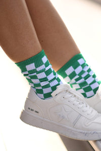 CHECKERED GREEN & WHITE SOCKS (IN STOCK)