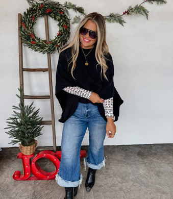 BLACK PULLOVER PONCHO (IN STOCK READY TO SHIP OR PICK UP)