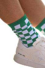 Load image into Gallery viewer, CHECKERED GREEN &amp; WHITE SOCKS (IN STOCK)