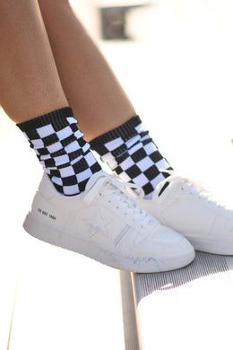 CHECKERED BLACK & WHITE SOCKS (IN STOCK)
