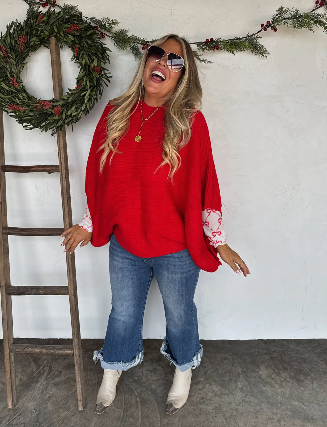 RED PULLOVER PONCHO (INSTOCK READY TO SHIP OR PICK UP)