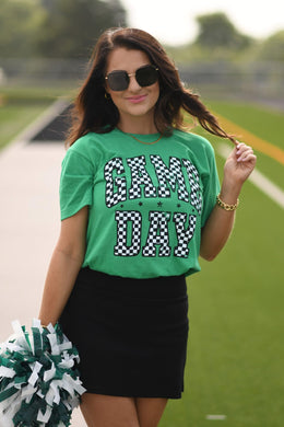 CHECKERED GAME DAY TEE (INSTOCK READY FOR PICK UP OR SHIP)