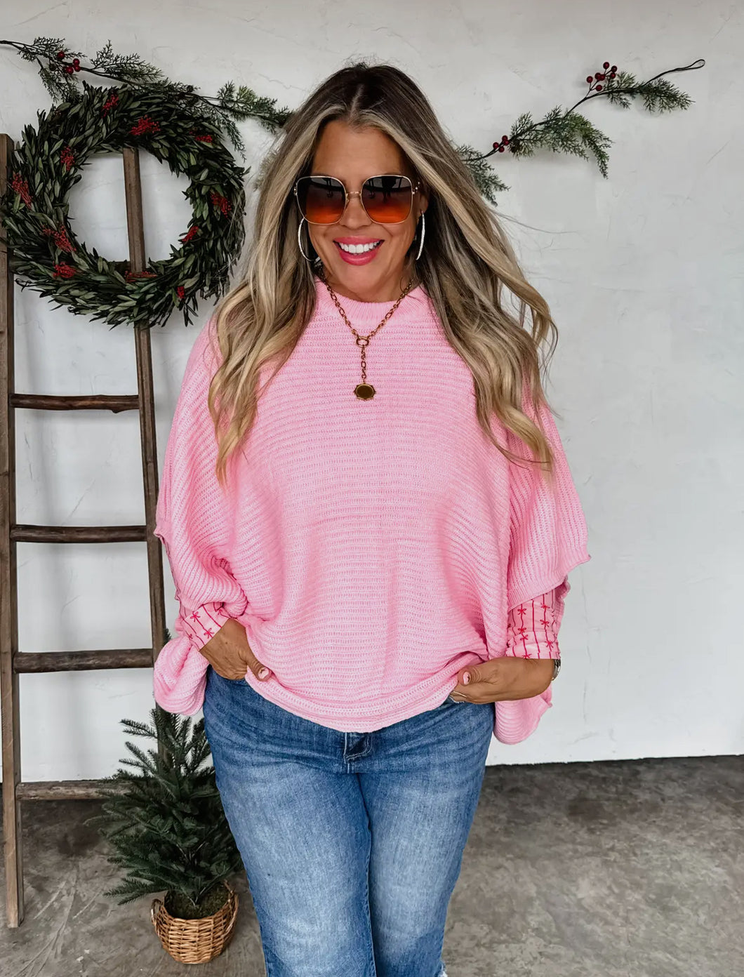 PINK PULLOVER PONCHO (IN STOCK READY TO SHIP OR PICK UP)