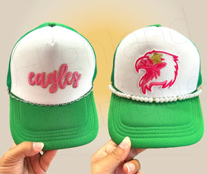 GREEN & PINK EAGLES TRUCKER CAP