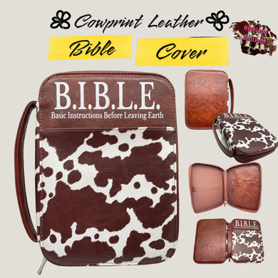 COWPRINT LEATHER BIBLE COVER