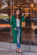 Load image into Gallery viewer, GREEN LONG CARDIGAN WITH POCKETS