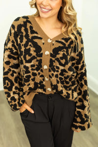 CROPPED LEOPARD CARDIGAN SWEATER (IN STOCK READY TO SHIP OR PICK UP)