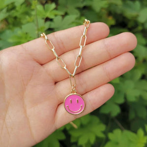 SMILEY GOLD CHUNKY CHAIN NECKLACE