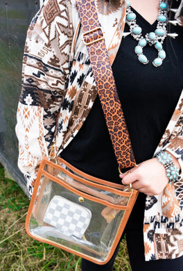 LEOPARD STRAP CLEAR CROSSBODY