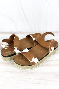 Hybird Espadrille Slingback Sandals Brown Cowprint