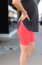Load image into Gallery viewer, NEON CORAL BIKER SHORTS