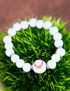 BASEBALL WOOD BEADED BRACELET