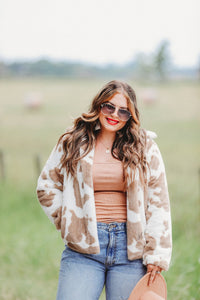 MARTINA FAUX FUR COW JACKET