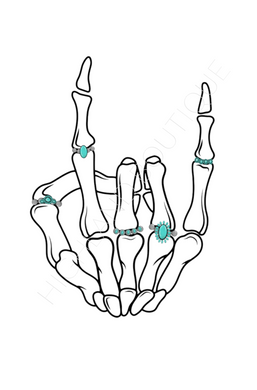 TURQUOISE SKELETON HAND (PRE-ORDER)