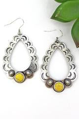 Mustard Ramona Falls Silvertone Teardrop Earrings