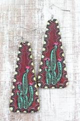 Southwest Sedona Cactus Brown Earrings