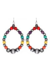 Multi-Color Shiprock Silver Pearl Teardrop Earrings